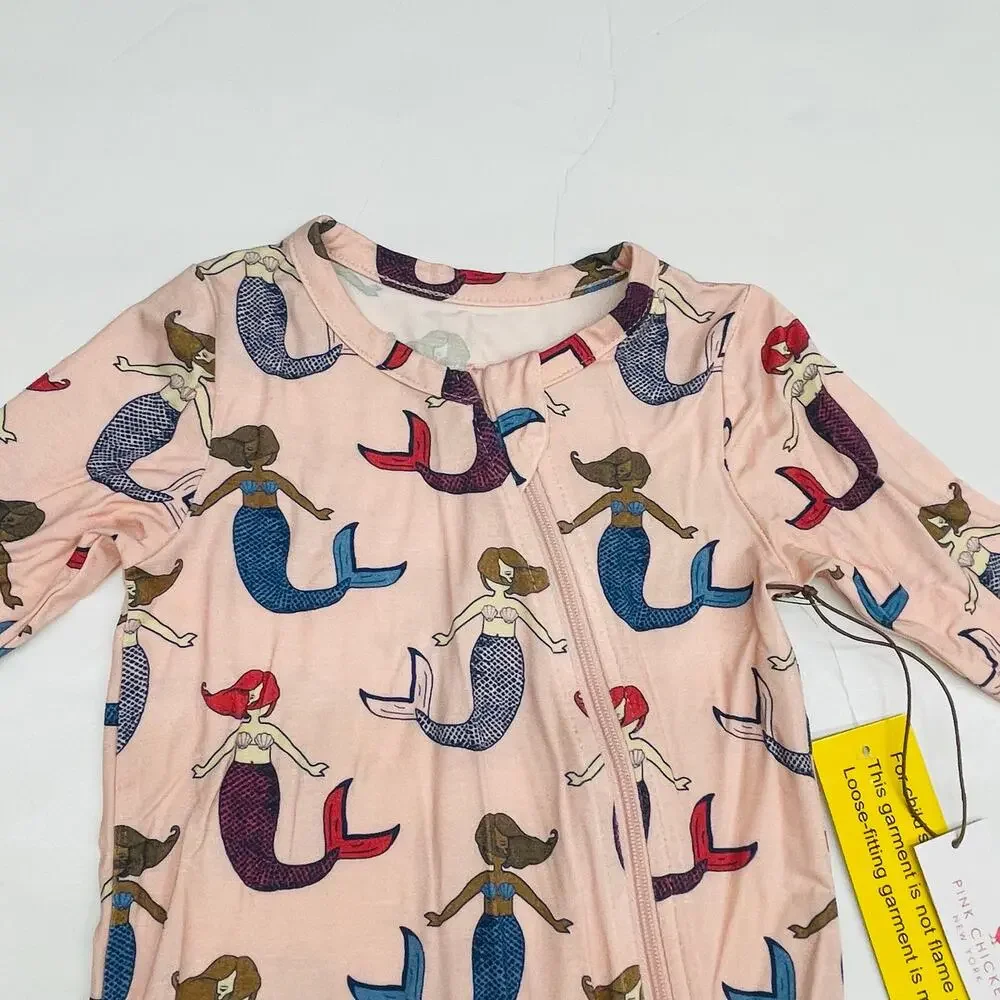 NWT Pink Chicken 0/3M PJ's in Mystical Mermaids